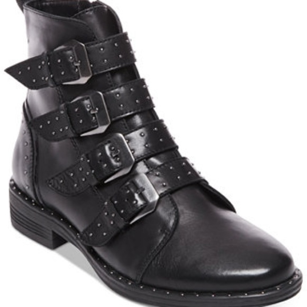 Steve Madden Black Moto Boots with Buckles